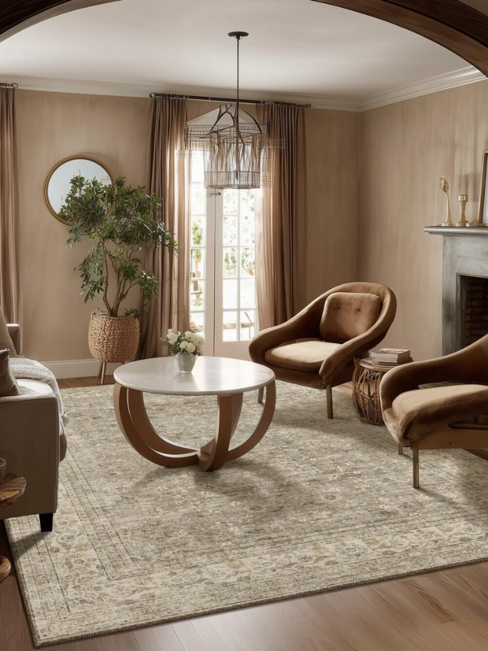 Machine Washable Rugs for Living Room: 5x7 Area Rugs for Bedroom Vintage Stain